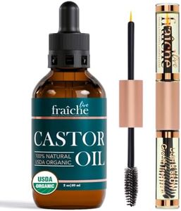Castor Oil (2oz) + Filled Mascara Tube USDA Certified Organic, 100% Pure, Cold Pressed, Hexane Free by Live Fraiche. Stimulate Growth for Eyelashes, Eyebrows, Hair. Lash Growth Serum. Brow Treatment