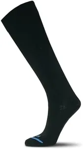 FITS Film Ski Merino Wool Sock For Men and Women, Over-the-Calf, Breathable, Odor Resistant, Lightweight, Ski & Snowboard Sock, Whole Foot Comfort, Black, Large
