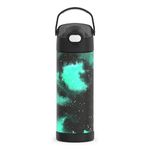 THERMOS FUNTAINER 16 Ounce Stainless Steel Vacuum Insulated Bottle with Wide Spout Lid, Galaxy Green