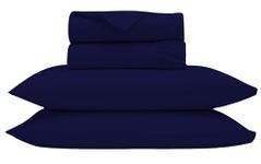 Bluemoon Homes Luxurious 1000 Thread Count Italian Finish 100% Egyptian Cotton 4-Piece Bed Sheet Set, Fitss Mattress Up to 18" Deep Pocket, Solid Pattern. (Queen, Navy Blue)