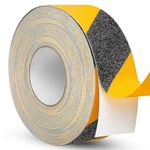 ONTWIE Black/Yellow Anti Slip Tape High Traction Strong Grip Tape Safety Stair Treads Self Adhesive Non-slip Tape, 5cm x 20m Warning Tape Adhesive Hazard Caution Tape