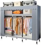GXFANZHU Closet Wardrobe, Clothes Rack with Cover, Storage Closet for 3 Hanging Rods and Shelves Clothes, 67 x 17.7 x 63 Inches, Equipped with Alloy Steel Joints,for Bedroom, Living Room
