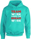 Hippowarehouse Team Work Makes The Dream Work Baseball Unisex Hoodie Hooded top (Specific Size Guide in Description)
