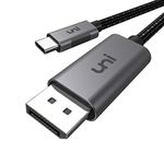 uni USB C to DisplayPort Cable (4K@60Hz, 2K@165Hz), Sturdy Aluminum USB Type C Thunderbolt 3/4 to DP Cable Compatible for iPhone 15 Pro Max, MacBook Pro/Air, iPad Pro, iMac, XPS, S23 etc. 1.8m