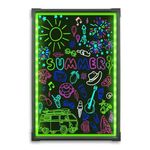 Hosim LED Message Writing Board, 24" x 16" Illuminated Erasable Neon Effect Restaurant Menu Sign with 8 Colors Markers, 7 Colors Flashing Mode DIY Message Chalkboard for Kitchen Wedding