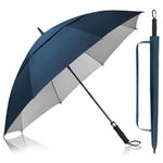 Kalolary 68 Inch UPF 50+ UV Protection Golf Umbrella, Large Oversize Automatic Open Double Canopy Vented Windproof Stick Umbrella, Extra Large Umbrella for Adult and Family(Blue)