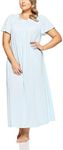 Shadowline Women's Plus-Size Petals 53 Inch Short Flutter Sleeve Long Gown, Blue, 1X