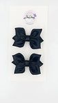 TinyShiny_Satin Ribbon Girls Bow, Bows for Babies, Girls Hair Accessory, Woman hair accessory, Medium size Bow - Set of 2 (Black)