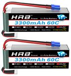 HRB 2Packs 6S Lipo Battery 22.2V 3300mAh 60C A+ Grade LiPo RC Battery with EC5 Plug for RC Car Boat Helicopter drone Truck Airplane