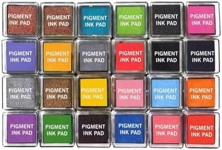 Miuggue 24 Colors Oil-Based Pigment Ink Pads for Stamps, Quick Dry & Waterproof Craft Stamp Ink Set, Large Color Selection for Paper, Wood, Fabric, Scrapbooking & DIY Crafts