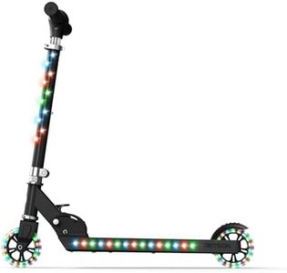 Jetson Scooters - Jupiter Kick Scooter (Black) - Collapsible Portable Kids Push Scooter - Lightweight Folding Design with High Visibility RGB Light Up LEDs on Stem, Wheels, and Deck