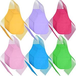 60 Pack Kids Painting Aprons Children's Artists Fabric Aprons Paint Apron Art Craft Aprons Disposable Activity Child Apron, Blue, Rose, Fruit Green, Pink, Orange, Purple, about 33 x 48 cm/ 13 x 19 inches