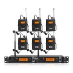 XTUGA IEM1200 Wireless in Ear Monitor System 2 Channel 6 Bodypack Monitoring with in Earphone Wireless Type Used for Stage or Studio (6 Bodypacks)