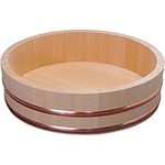 TIKUSAN Wooden Hangiri Sushi Rice Mixing Tub Copper Band Made in Japan Made of Sawara Cypress Sushi Rice Bowl Sushi Oke (11.8" (30cm))