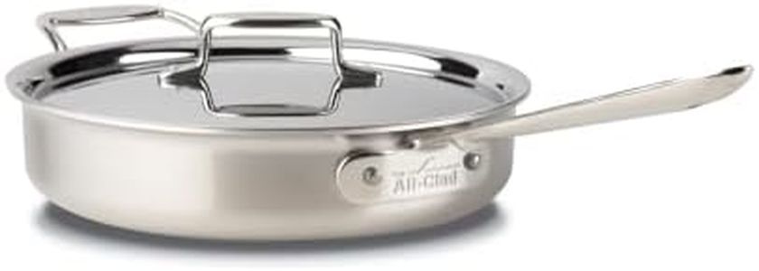 All-Clad BD55403 D5 Brushed 18/10 Stainless Steel 5-Ply Bonded Dishwasher Safe Saute Pan with Lid Cookware, 3-Quart, Silver