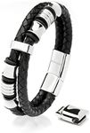 SERASAR 20cm Silver Leather Bracele