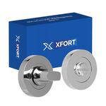 XFORT Polished Chrome Thumb Turn Lock - Bathroom Door Lock Deadbolt Kit - Thumb Turn & Release Mechanism Ideal for Internal Wooden Toilet Door Locks