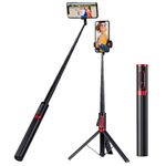 ULCLAYRUS Portable 60" Aluminum Alloy Cell Phone Selfie Stick Tripod Stand with Integrated Remote,Compact Size,Lightweight,Tall Extendable Phone Tripod for 4''-7'' iPhone and Android Smartphones
