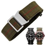 Danxancy French Troops Paratrooper Watchband,Military Elastic Nylon Watch Strap with Hook-and-Loop for Men Women Silver & Black Buckle 18/20/22mm