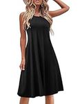 Hotouch Black Dresses for Women Casual Sleeveless Dress Pleated Summer Dress A Line Dress Swing Midi Tank Dresses, Black M