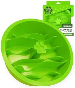 Mighty Paw Slow Feeder Dog Bowl - Ideal for Large and Small Breeds - Promotes Healthy Eating - Puzzle Design Dog Food Bowl - Dog Bowl Insert - Silicone Stainless Steel - Slow Feeder Cat Bowl - Green