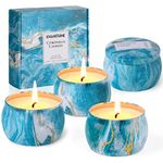 KWANITHINK Citronella Candles Outdoor and Indoor, 4 x 125g Citronella Candles Set Natural Soy Wax, Citronella Scented Candles for Home Patio Travel Housewarming Gift