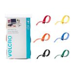 VELCRO Brand ONE-WRAP Ties | Cable Management, Wires & Cords | Self Gripping Cable Ties, Reusable | 60 Ct - 8" x 1/2" | Multi-Color