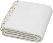 DEMMEX Certified Organic Turkish Cotton Beach and Bath Towel, Peshtemal Towel Blanket, Prewashed, Diamond Weave, 180x90cm (White)