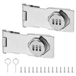 2PCS Password Hasp Locks, 4.3Inch Silver 90-180 Degree Cabinet Locks Hasp Latch Barn Door Lock, Cabinet Door Combination Lock Rotary Door Lock Hasp with Screws for Cabinets, Barn Door, Outdoor, Garden