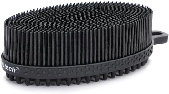 FREATECH Silicone Body Scrubber Gentle Exfoliating Bath Shower Body Cleansing Brush, More Hygienic Than Loofah, Easy to Clean and Durable, for Men Women Kids, Sensitive Skin, Black