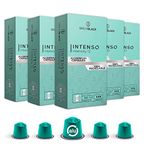 New BrewBlack Aluminum Intenso - 50 Coffee Pods | Compatible with Nespresso* Original line | Made in Italy | Flavor Notes: Dark Chocolate, Spices, Creaminess & Roasted Nuts | Intensity 11/12, (50 Capsules).