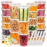 [60 Pack, 2 Size] Food Storage Containers with Lids,16oz, 32oz Plastic Airtight Deli Food Containers w Spoons, Microwave Freezer Food Container, BPA-Free Dishwasher Leakproof Clear Takeout Meal