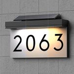 House Numbers Address Plaques 3 Lighting Colors & Adjustable Solar Panel Personalized House Number for Outside, LED Solar Powered Address Sign Outdoor Waterproof