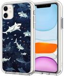 SHDYQXSB Compatible with iPhone 11 Case, Funny Cool Shark Printed Protective Slim Soft TPU Shockproof Clear Phone Case