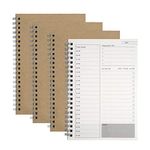 Time Management Manual to Do List Daily Planner Notepad Brown Kraft Cover Spiral Plan Notebook 100 Pages/ 50 Sheets 19 x 13cm (4 Pack)