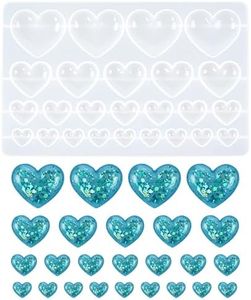 3D Heart Shape Silicone Resin Molds, 25 Cavities Casting Heart Shape Mold for DIY Crafts/Jewelry/Pendants/Earrings/Keychains/Decorative/Soap Making, Handmade Love Heart Moulds for Gifts & Souvenirs
