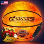 NIGHTMATCH Waterproof LED Light Up Basketball - Durable Glow in The Dark Basketball with 2 LEDs - 6 Extra Batteries & 1 Pump - Unending Nighttime Fun (Marble - Size 7 (Regular) 29.5)
