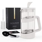 RAINBEAN Cafetiere 1 Cup Coffee Press, French Press Maker for Filter Coffee, Loose Tea and Milk Froth, with Triple Stainless Steel Filter, Heat Resistant Borosilicate Glass, 0.35 L / 12 oz