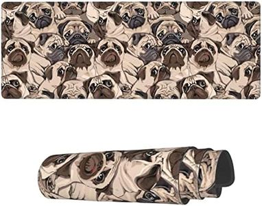 AoHanan Large Mouse Pad Vintage Humor Pug Dogs Gaming Mousepad Extended Keyboard Mouse Mat Desk Pad Non-Slip Stitched Edge Rubber Table Mat,31.5 X 11.8 Inch