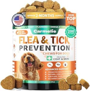 Carmelie Flea and Tick Prevention for Dogs - 200 Chews Natural Dog Flea and Tick Support, Oral Flea Supplement for All Dogs, Supports Healthy Skin & Coat, Puppy Flea Protection - Chicken Flavor