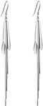 Hiqmic 925 Sterling Silver White Gold Plated Fashion Bud Tassel Chain Dangle Drop WK90016e Earrings