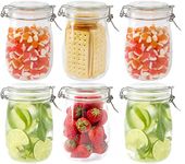 MARTVIA Round Airtight Glass Canister Food Storage Jars with Sealed Airtight Lids for Fermenting, Preserving and Storage - Cereal, Preserves, Spice, Beans - Set of (1200, ROUND, 6, 58T)