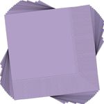 Party Ready Disposable 2-Ply Beverage Napkin Tableware, Lavender, Paper , 5" x 5", Pack of 40