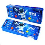 Pop Up Multifunction Pencil Case for Boys, Cute Cartoon Pen Box Organizer Stationery with Sharpener, Schedule, Whiteboard, School Supplies, Best Birthday Gifts for Kids Teens (Blue)