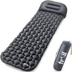 Lightweight Sleeping Mat With Pillow, Ultra Light Inflatable Camping Pad, Outdoor Hiking Backpacking Festival Air Mattress, Waterproof TPU, 190cm x 56cm x 5.5cm, 520g (Black)