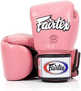 Fairtex BGV1BR Muay Thai Boxing Breathable Gloves for Men, Women, Kids | MMA Gloves, Kickboxing, Gym, Workout | Premium Quality, Light Weight & Shock Absorbent 12 oz Boxing Gloves-Pink