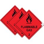 SAFESIGN (3 Pack) Flammable Gas Vinyl Sign Stickers 100 X 100mm - Waterproof Vinyl Conforms to EN ISO 7010:2012 Public Safety