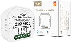 MOES Mini DIY Tuya ZigBee Smart Dimmer Switch Module, 2 Gang, Needs Neutral Line, Smart Life Tuya App, Wireless Remote Control, Alexa Google Home Voice Control, Requires Tuya ZigBee Hub