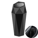 iHMeiju Car Trash Can with Lid, Diamond Design Small Automatic Portable Trash Can, Leakproof Plastic Vehicle Trash Bin, Easy to Clean, Used in Car Home Office (Black)