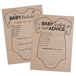 Your Main Event Prints Baby Shower Games - 50-Pack Neutral Kraft Advice, Wishes, and Prediction Cards - Rustic Gender-Neutral Party Activity & Keepsake